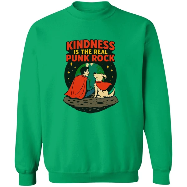 Superman And Krypto Kindness Is The Real Punk Rock Cartoon Sweatshirt - Image 2