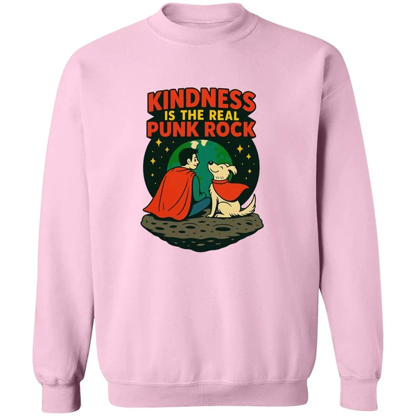 Superman And Krypto Kindness Is The Real Punk Rock Cartoon Sweatshirt - Image 4