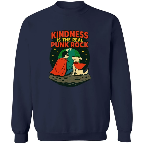 Superman And Krypto Kindness Is The Real Punk Rock Cartoon Sweatshirt - Image 5