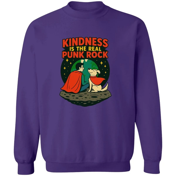 Superman And Krypto Kindness Is The Real Punk Rock Cartoon Sweatshirt - Image 6