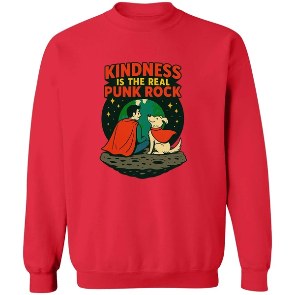 Superman And Krypto Kindness Is The Real Punk Rock Cartoon Sweatshirt - Image 7
