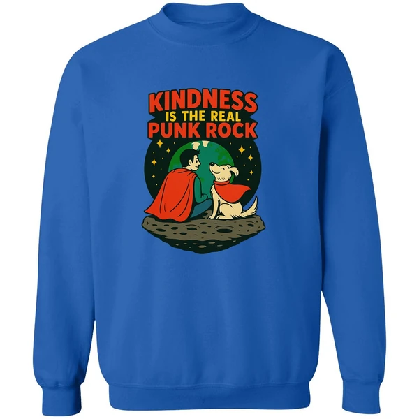 Superman And Krypto Kindness Is The Real Punk Rock Cartoon Sweatshirt - Image 8