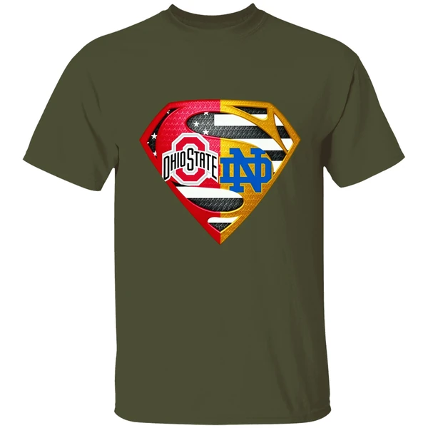 Superman Ohio State Buckeyes And Notre Dame Fighting Irish Shirt - Image 3