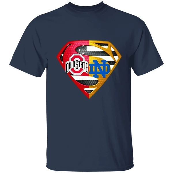 Superman Ohio State Buckeyes And Notre Dame Fighting Irish Shirt - Image 4