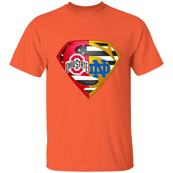 Superman Ohio State Buckeyes And Notre Dame Fighting Irish Shirt - Image 5