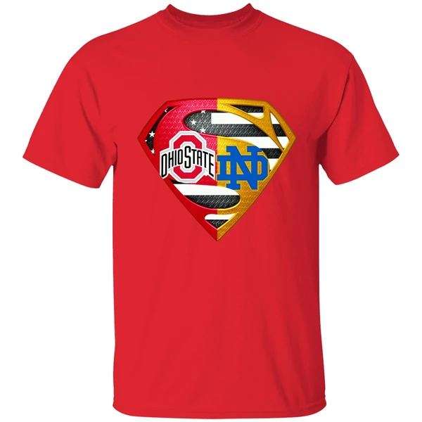 Superman Ohio State Buckeyes And Notre Dame Fighting Irish Shirt - Image 6