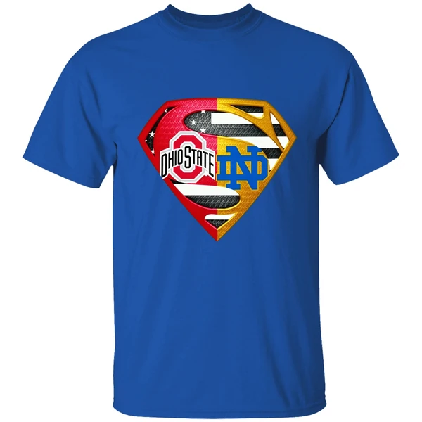 Superman Ohio State Buckeyes And Notre Dame Fighting Irish Shirt - Image 7