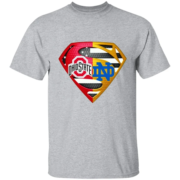 Superman Ohio State Buckeyes And Notre Dame Fighting Irish Shirt - Image 8