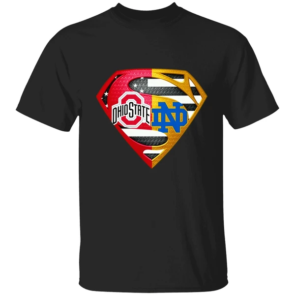 Superman Ohio State Buckeyes And Notre Dame Fighting Irish Shirt - Image 9