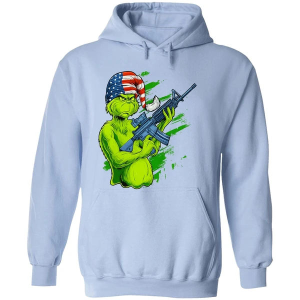 Tactical Grinch Holding Rifle Ar 15 American Hat Hoodie - Image 4