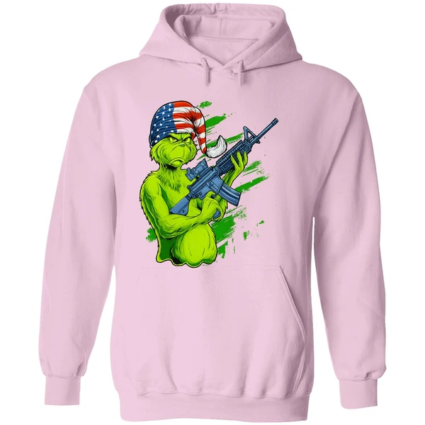 Tactical Grinch Holding Rifle Ar 15 American Hat Hoodie - Image 5