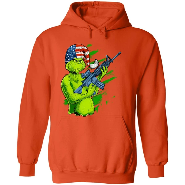 Tactical Grinch Holding Rifle Ar 15 American Hat Hoodie - Image 6