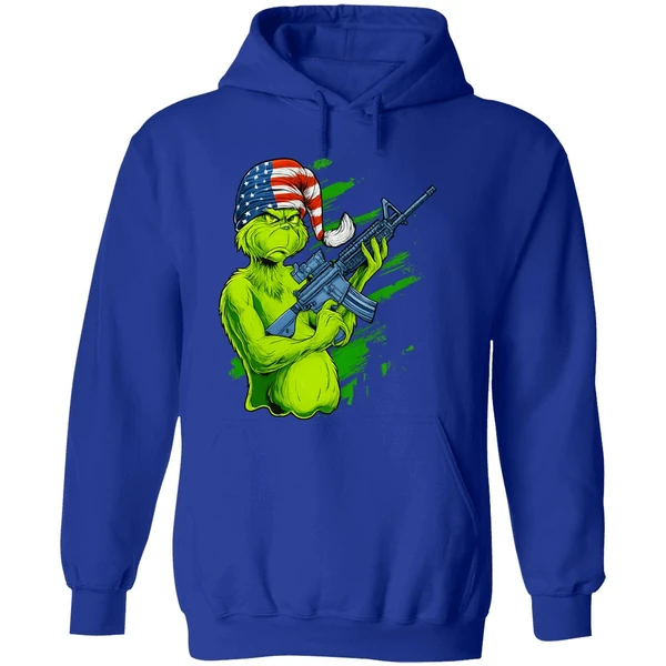Tactical Grinch Holding Rifle Ar 15 American Hat Hoodie - Image 7