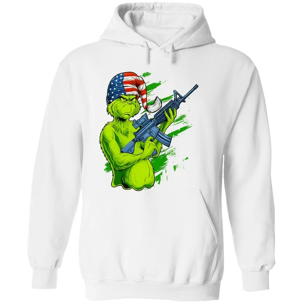 Tactical Grinch Holding Rifle Ar 15 American Hat Hoodie - Image 8