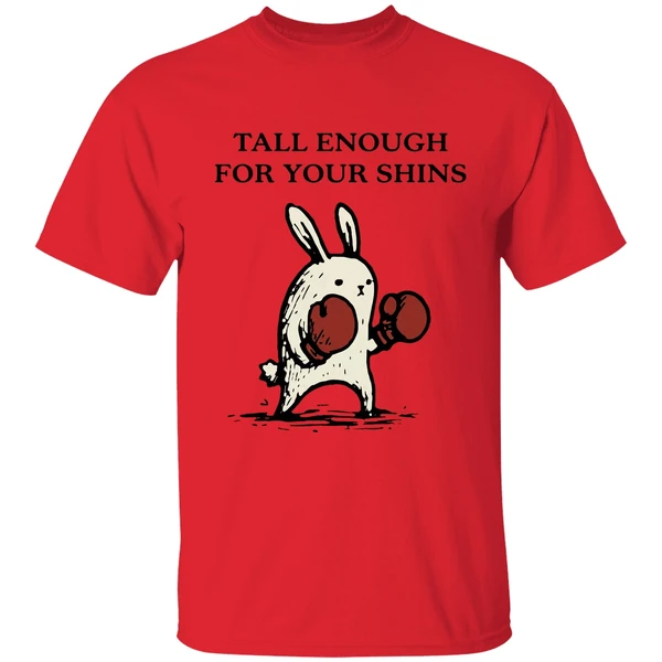 tall enough for your shins boxing shirt red