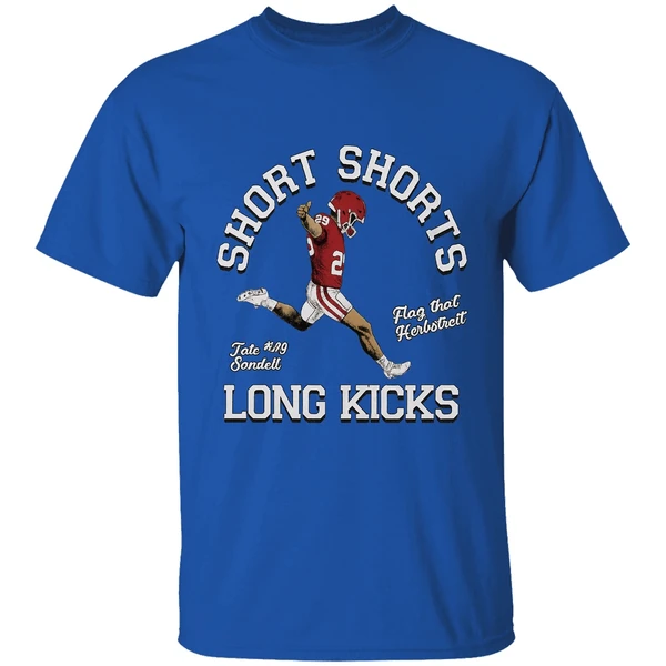 Tate Sandell Oklahoma Sooners Short Shorts Flag That Herbstreit Long Kicks Shirt - Image 7