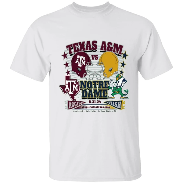 Texas Am Aggies Vs Notre Dame Fighting Irish College Football Gameday Helmet Shirt