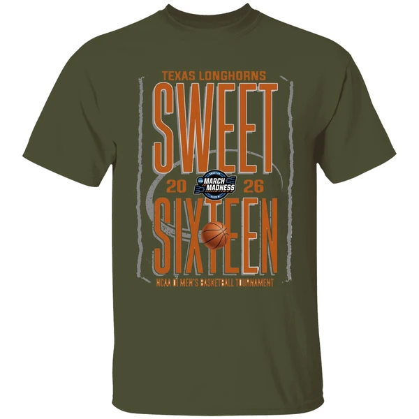 Texas Longhorns Sweet Sixteen 2026 Ncaa Di Mens Basketball Tournament Shirt - Image 9