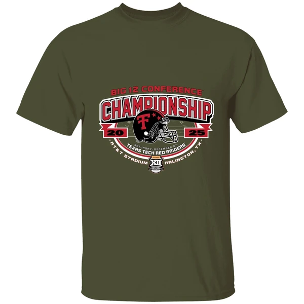 texas tech football 2025 big 12 conference championship dfw takeover shirt militarygreen