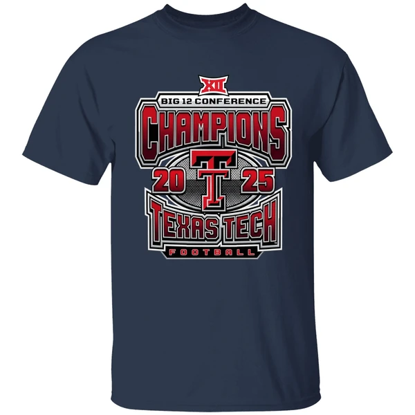 texas tech red raiders 2025 2026 big 12 champs grid iron shirt navy