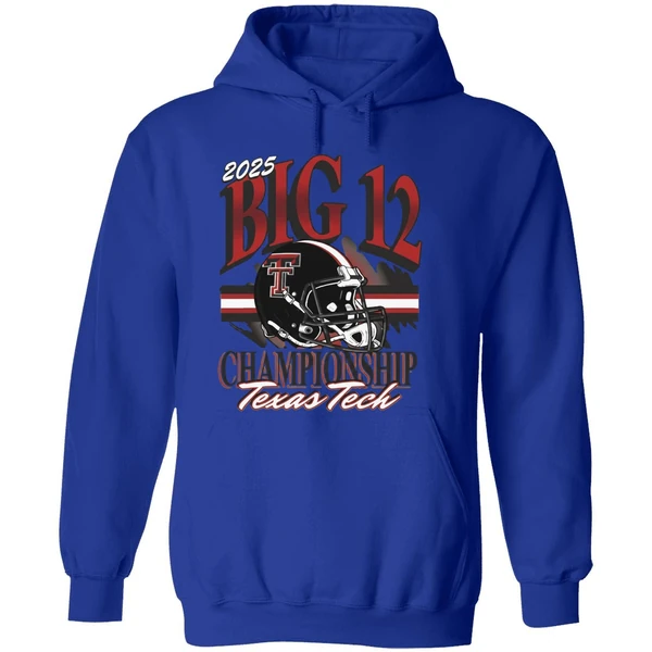 Texas Tech Red Raiders 2025 Big 12 Football Championship Helmet Hoodie - Image 7