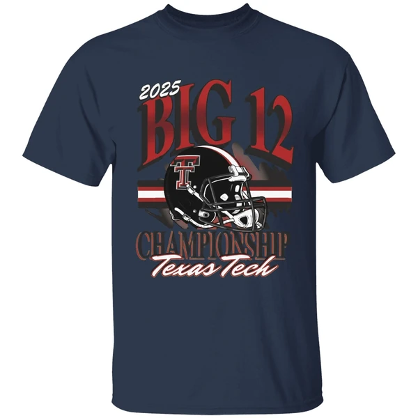 texas tech red raiders 2025 big 12 football championship helmet shirt navy