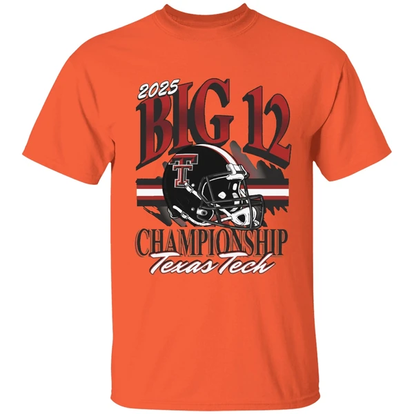 texas tech red raiders 2025 big 12 football championship helmet shirt orange