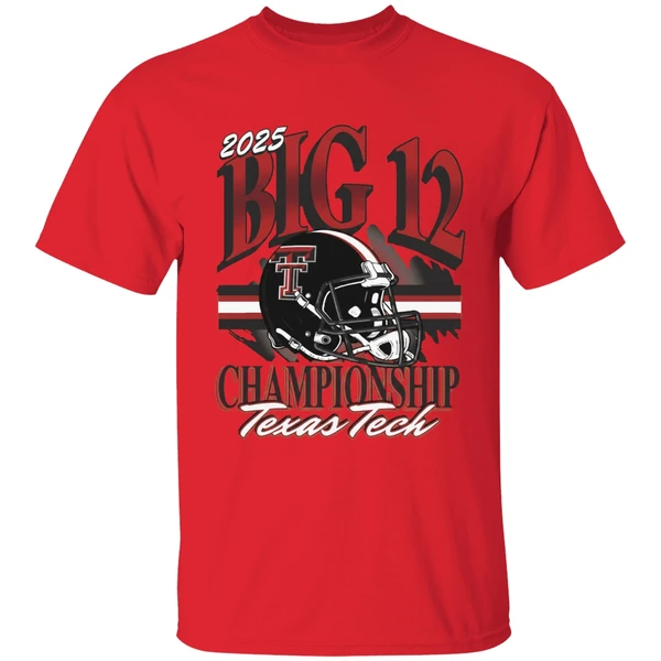 Texas Tech Red Raiders 2025 Big 12 Football Championship Helmet Shirt - Image 7