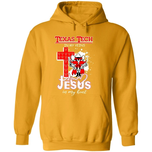 Texas Tech Red Raiders 2025 Ncaa In My Veins Jesus In My Heart Hoodie
