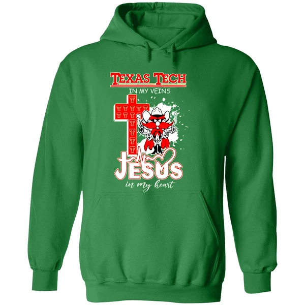 Texas Tech Red Raiders 2025 Ncaa In My Veins Jesus In My Heart Hoodie - Image 2