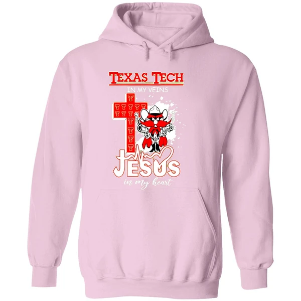 Texas Tech Red Raiders 2025 Ncaa In My Veins Jesus In My Heart Hoodie - Image 5