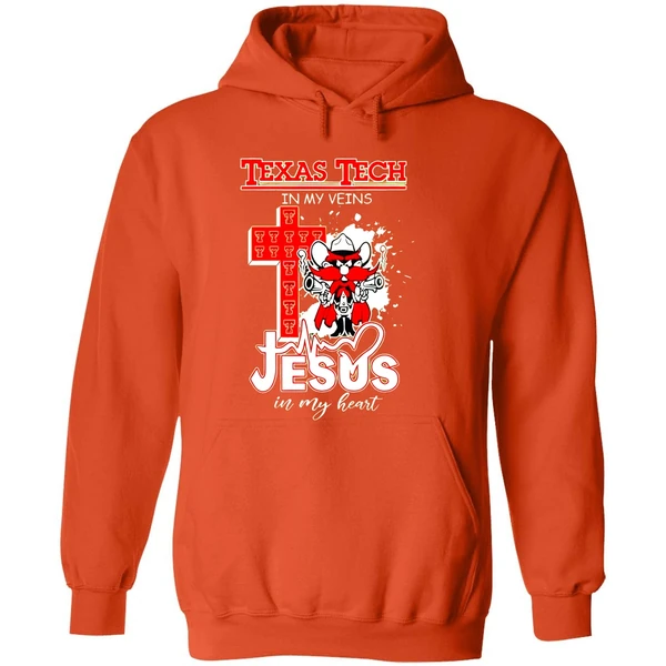 Texas Tech Red Raiders 2025 Ncaa In My Veins Jesus In My Heart Hoodie - Image 6