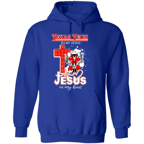 Texas Tech Red Raiders 2025 Ncaa In My Veins Jesus In My Heart Hoodie - Image 7