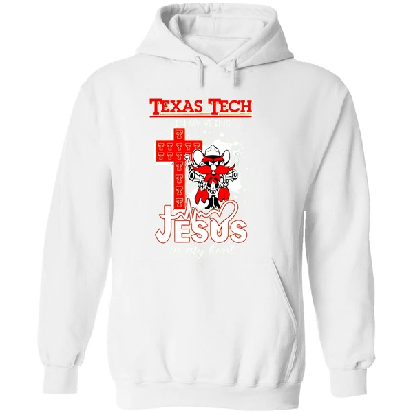 Texas Tech Red Raiders 2025 Ncaa In My Veins Jesus In My Heart Hoodie - Image 8