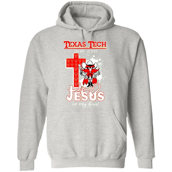 Texas Tech Red Raiders 2025 Ncaa In My Veins Jesus In My Heart Hoodie - Image 9