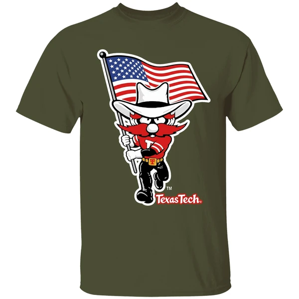 texas tech red raiders mascot flag shirt militarygreen