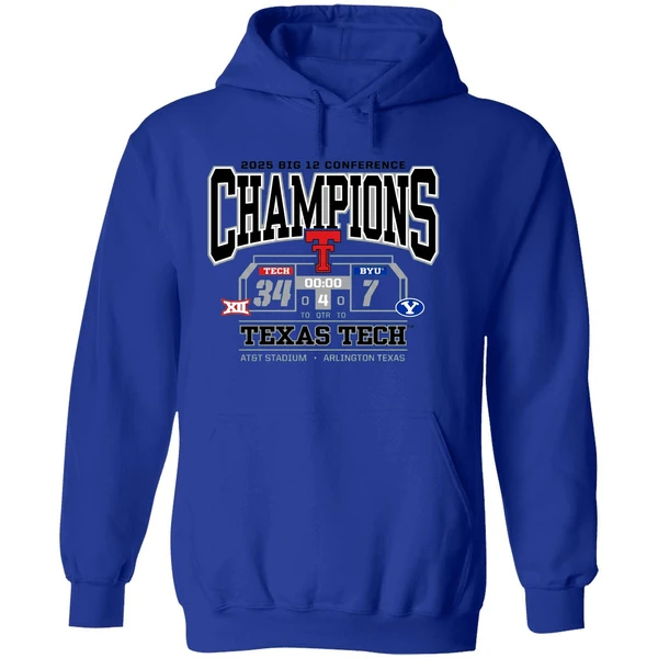 Texas Tech Red Raiders Vs Byu Cougars 2025 Big 12 Conference Champions Hoodie - Image 7