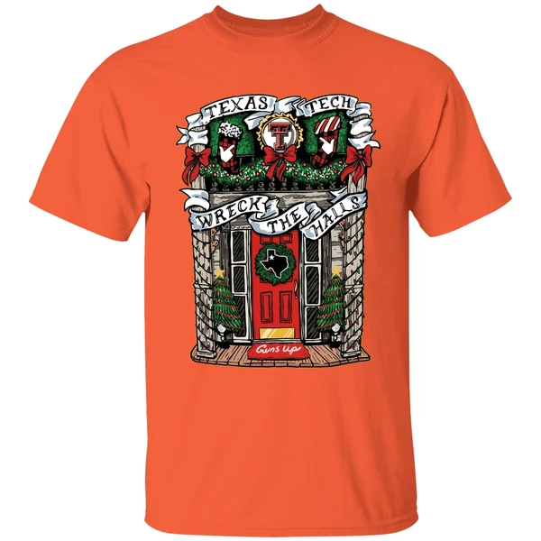 texas tech red raiders wreck the halls merry christmas shirt orange