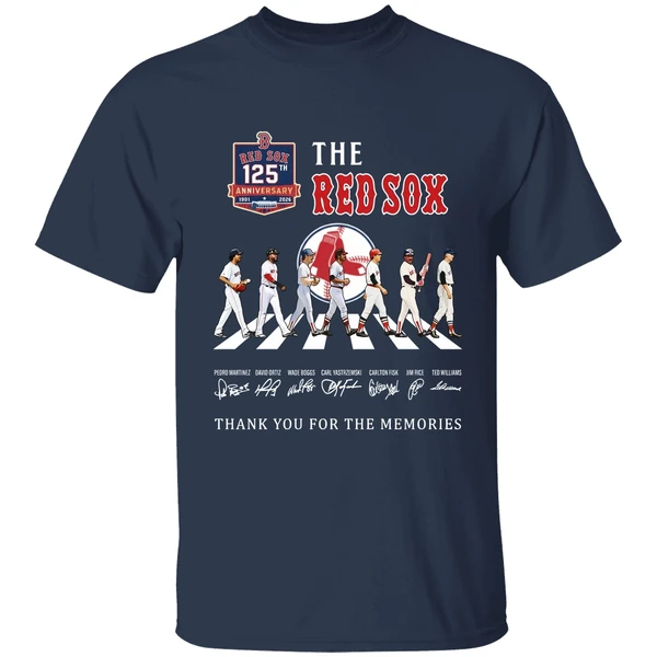 the boston red sox 125th anniversary season thank you for the memories shirt navy