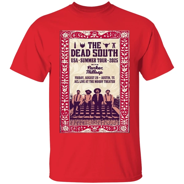 the dead south tour austin texas aug 29 2025 poster shirt red