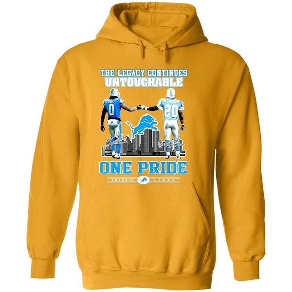 The Legacy Continues Untouchable Jahmyr Gibbs Barry Sanders One Pride Detroit Lions Skyline City Hoodie