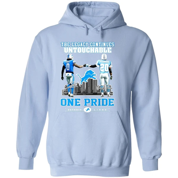 The Legacy Continues Untouchable Jahmyr Gibbs Barry Sanders One Pride Detroit Lions Skyline City Hoodie - Image 4