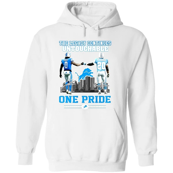The Legacy Continues Untouchable Jahmyr Gibbs Barry Sanders One Pride Detroit Lions Skyline City Hoodie - Image 8