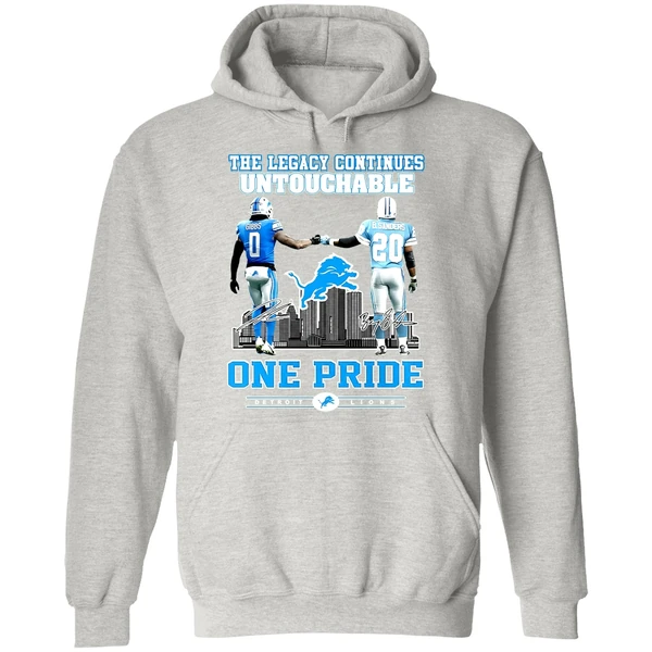 The Legacy Continues Untouchable Jahmyr Gibbs Barry Sanders One Pride Detroit Lions Skyline City Hoodie - Image 9