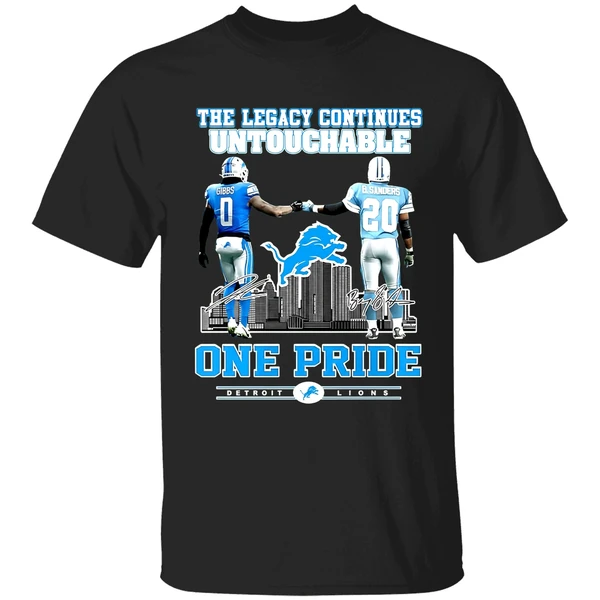 The Legacy Continues Untouchable Jahmyr Gibbs Barry Sanders One Pride Detroit Lions Skyline City Shirt