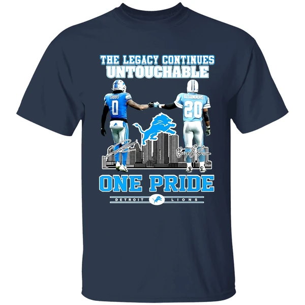 The Legacy Continues Untouchable Jahmyr Gibbs Barry Sanders One Pride Detroit Lions Skyline City Shirt - Image 5