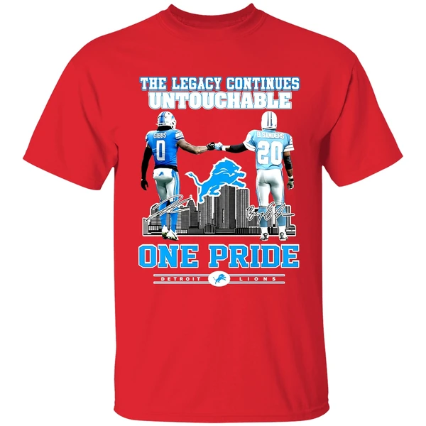 The Legacy Continues Untouchable Jahmyr Gibbs Barry Sanders One Pride Detroit Lions Skyline City Shirt - Image 7