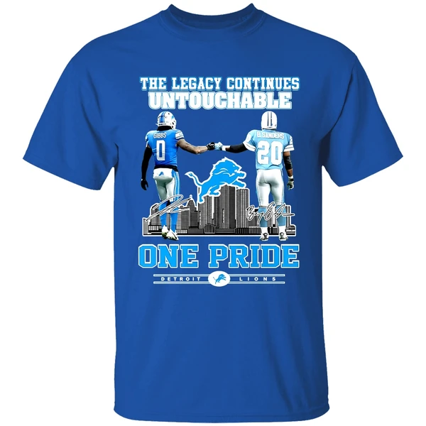 The Legacy Continues Untouchable Jahmyr Gibbs Barry Sanders One Pride Detroit Lions Skyline City Shirt - Image 8