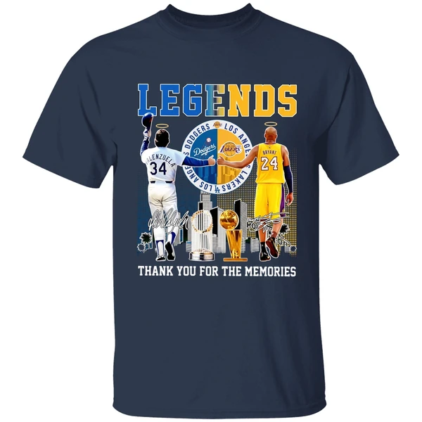 the legends kobe bryant los angeles lakers and fernando valenzuela los angeles dodgers shirt navy