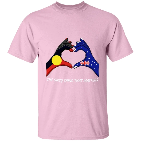 the only thing that matters indigenous and australian flags hand shirt lightpink